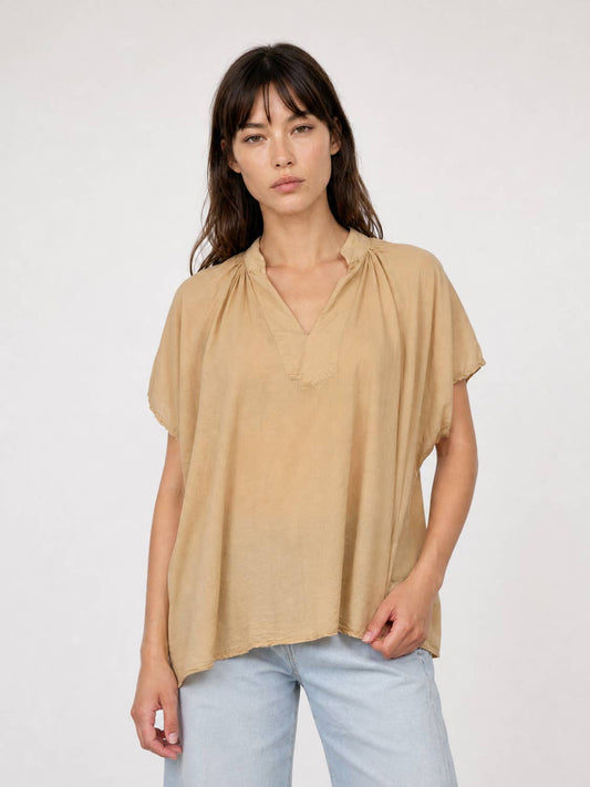 Geraffte Bluse// in elfenbeifarben, Oversize