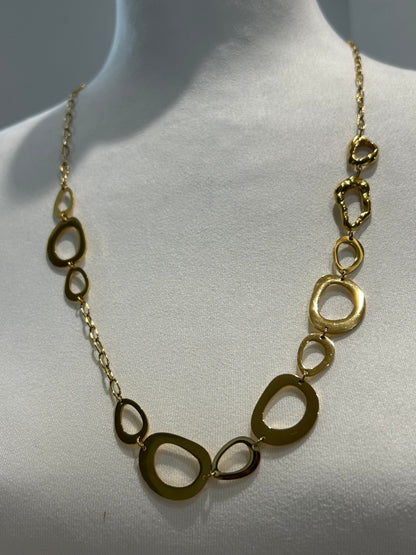 Bazou- Goldene Statement-Edelstahl-Halskette mit ovalen Elementen