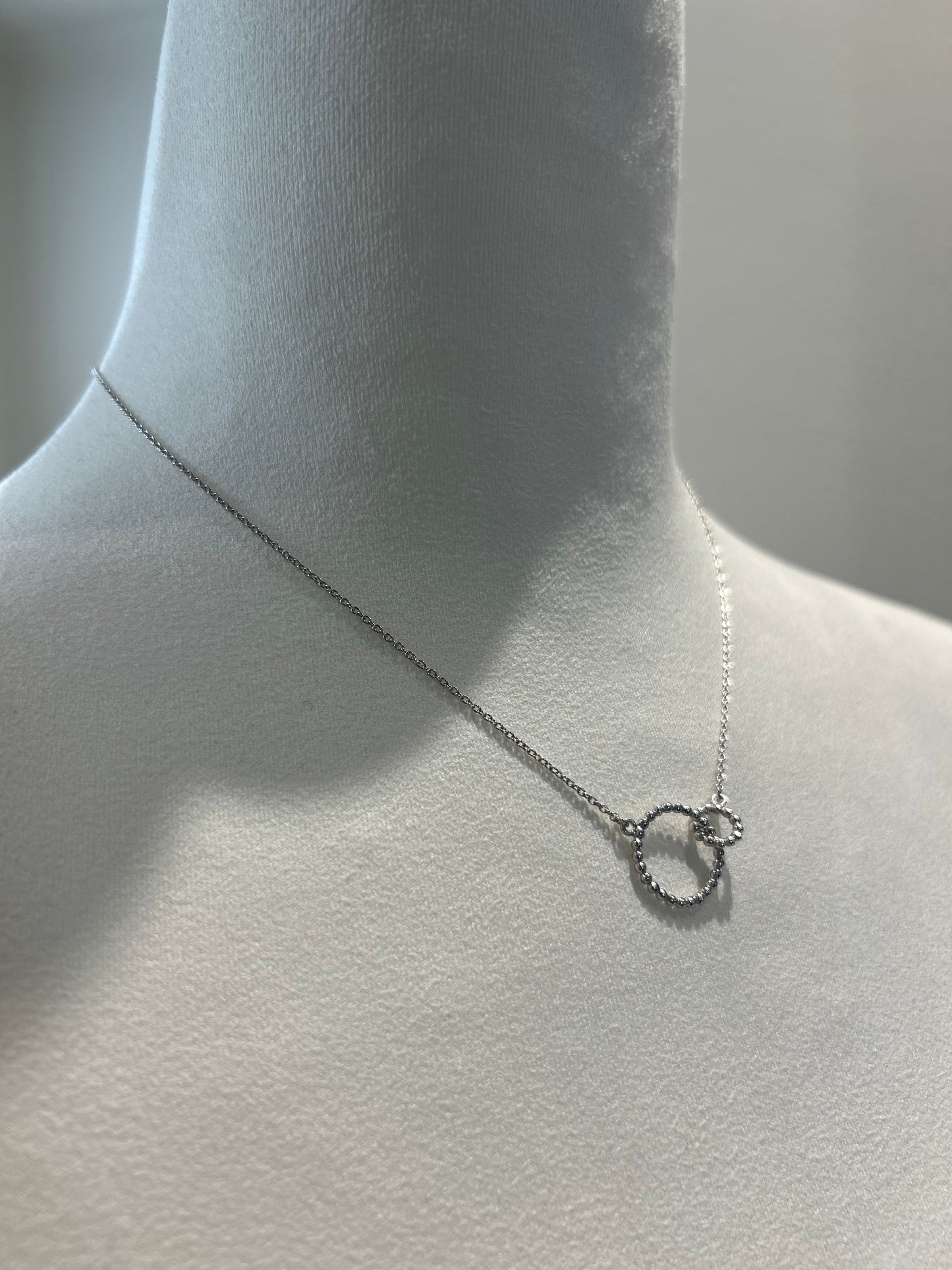 Leaf Jewelry- Halskette Kugelring double, 45cm, 925 Sterlingsilber