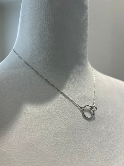 Leaf Jewelry- Halskette Kugelring double, 45cm, 925 Sterlingsilber