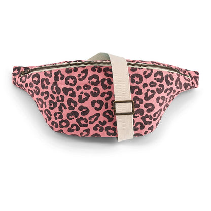 Rose in April-Damen Bauchtasche Grau mit Leopardenmuster: ERDBEERE / Grau