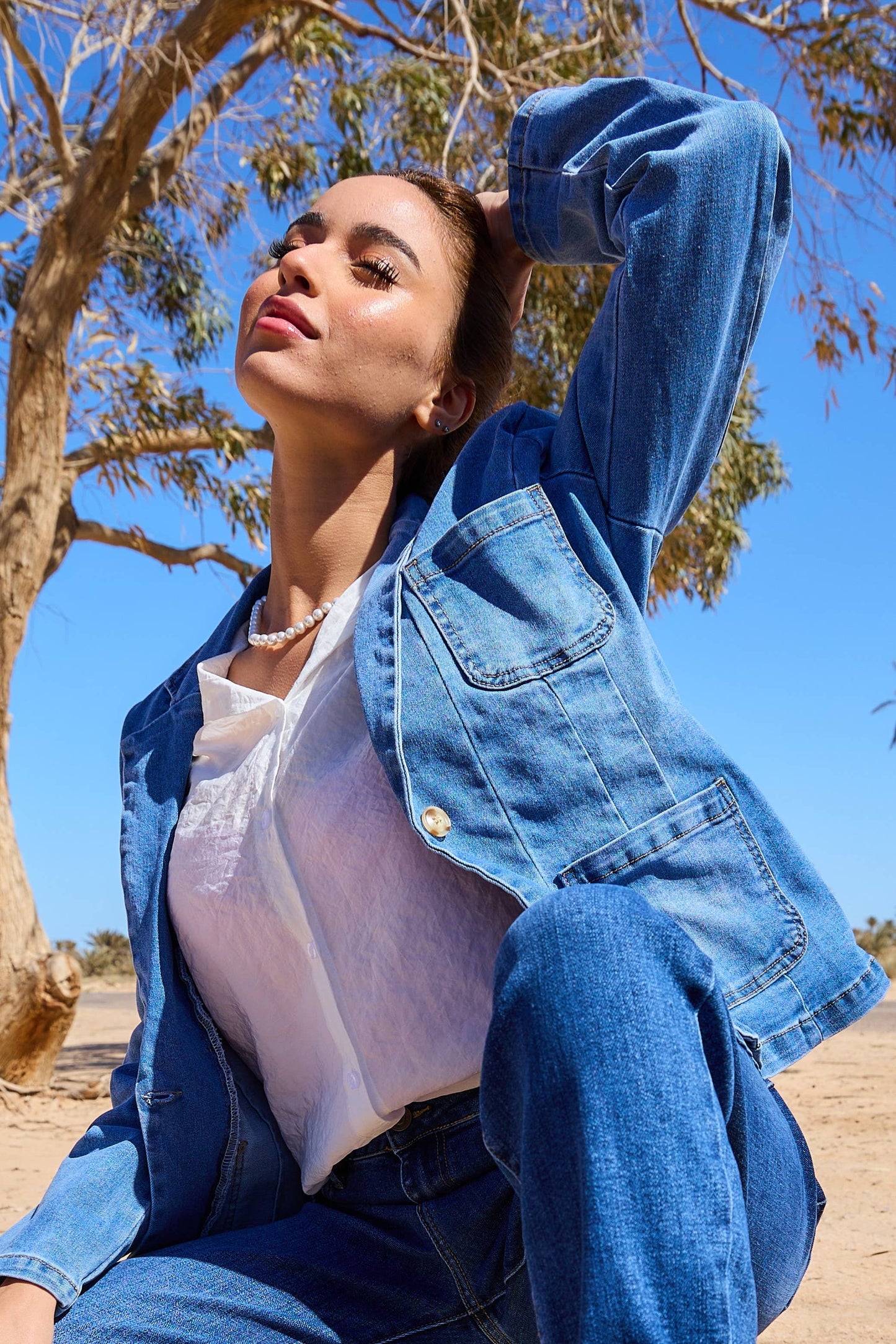 Blazer aus super softem, stretchigen Jeans, modern & tailliert