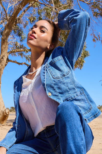 Blazer aus super softem, stretchigen Jeans, modern & tailliert