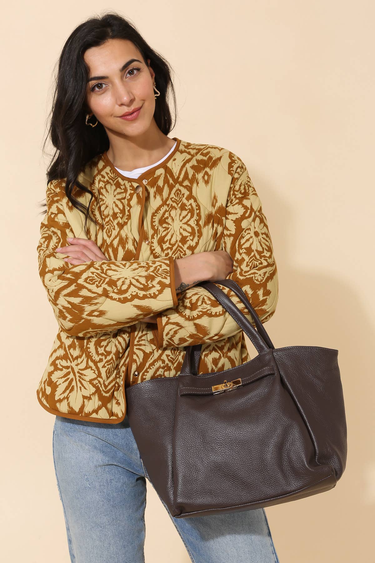 Tasche Aria in Cognac, echtes Leder