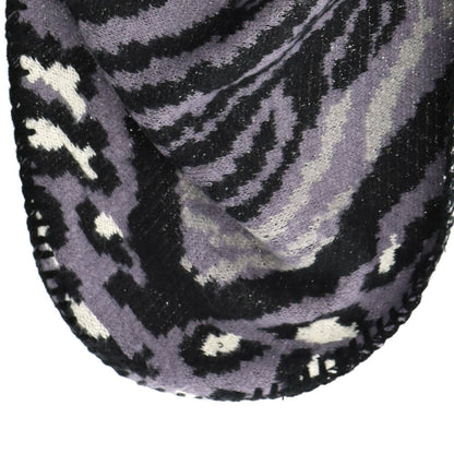 LOT83 Schal Schwarz/Grau – weicher Damen-Schal mit Animalprint & Lederband | Stylisches Statement-Accessoire