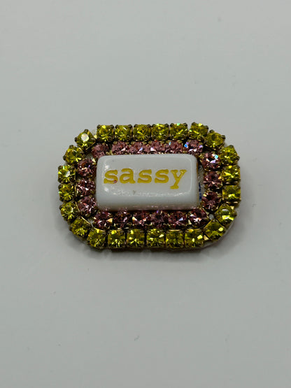 Statement-Brosche „sassy“ – Rosé & Gelb mit Strass – Tezee