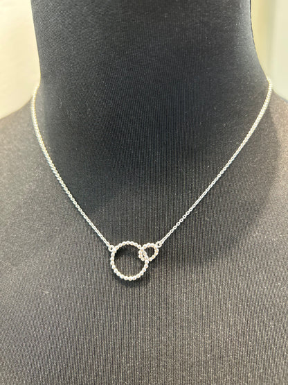 Leaf Jewelry- Halskette Kugelring double, 45cm, 925 Sterlingsilber