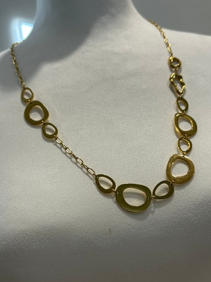 Bazou- Goldene Statement-Edelstahl-Halskette mit ovalen Elementen