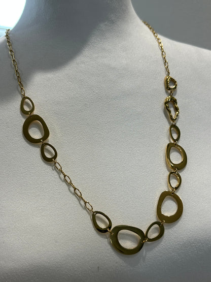Bazou- Goldene Statement-Edelstahl-Halskette mit ovalen Elementen