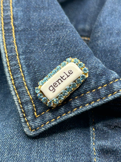 Tezee Statement-Brosche „gentle“ – Türkis Messing mit Strass | Edle Modebrosche