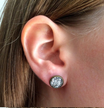 Silber Glitzer Ohrstecker „Leave a little Sparkle“ | Dans l’air du temps bijoux