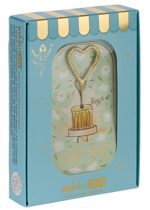 Wondercandle-All the best grün Wondercake deluxe blau Herz gold