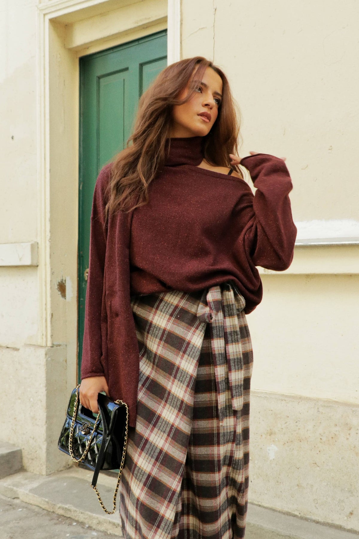 Mossy-Pullover in senf oder braun, meliert