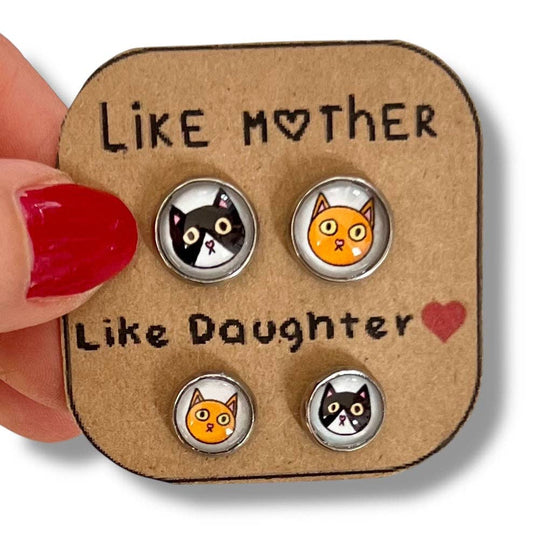 Mutter/Tochter Ohrringe kleine Katzen: Français