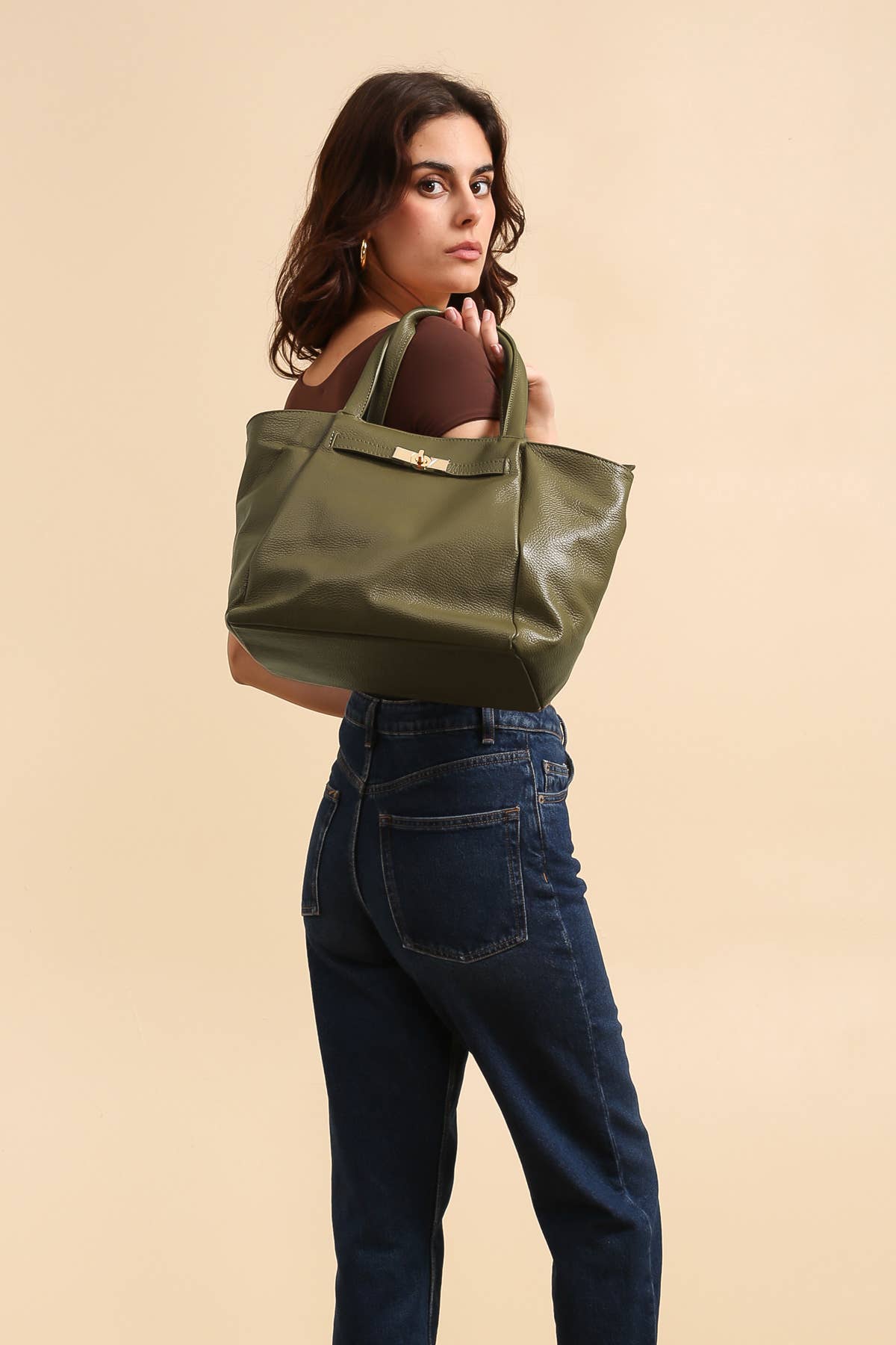 Tasche Aria in Cognac, echtes Leder