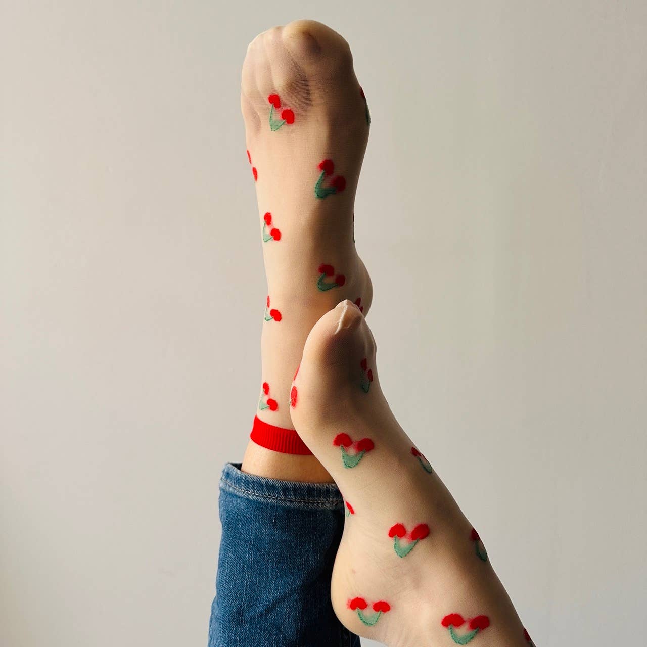 Sockette: Clémence - Damen-Fantasiesocken mit Früchten - KIRSCHEN