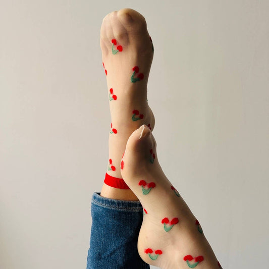 Sockette: Clémence - Damen-Fantasiesocken mit Früchten - KIRSCHEN