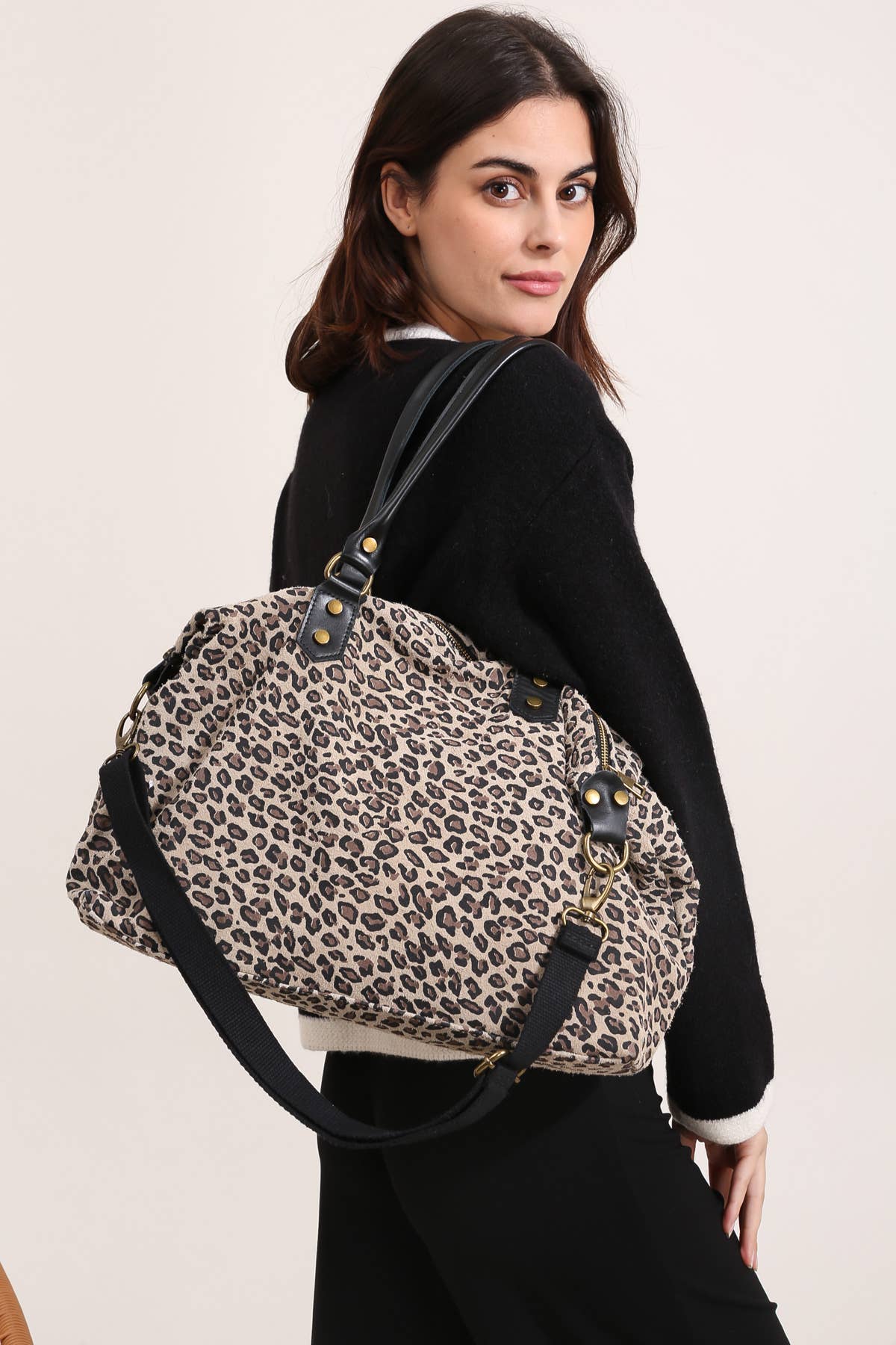 Leopard Weekender von Cherry Paris aus Rinds-Wildleder