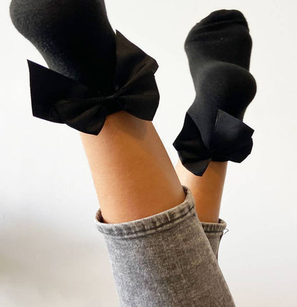 Sockette-Elisa Schwarze Socken mit Schleife