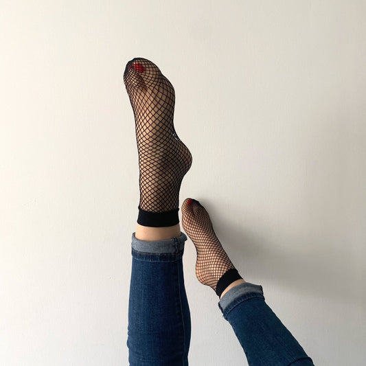 Jessica Schwarze Netzsocke - Socke: Schwarz