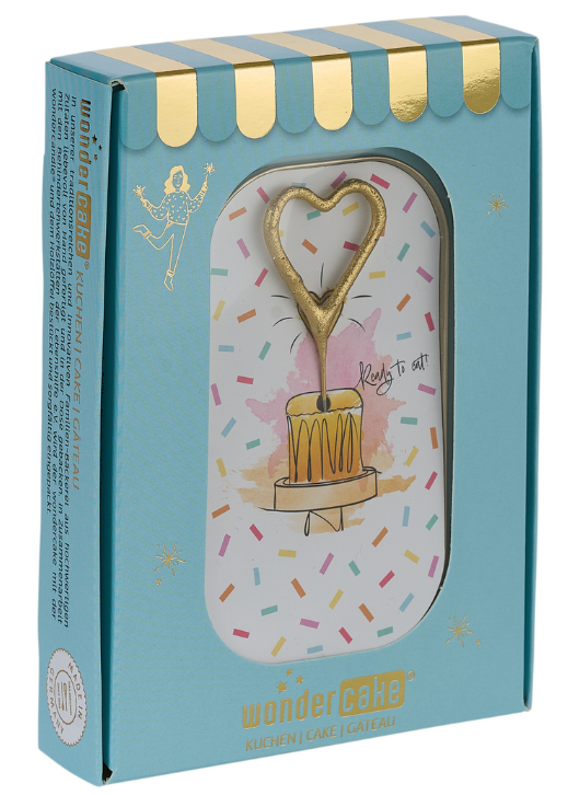 Wondercandle-Confetti weiß Wondercake deluxe blau Herz gold