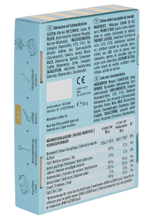 Wondercandle-Confetti weiß Wondercake deluxe blau Herz gold