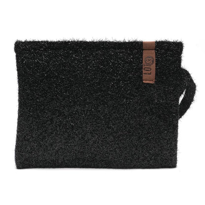 Lot83-Täschchen, Kosmetiktasche Black Wood Look,schwarz mit Glitzer
