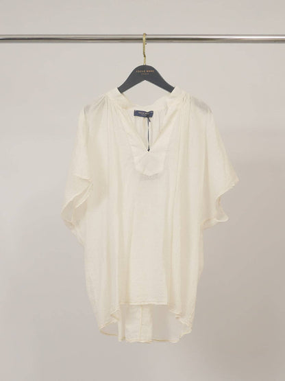 Geraffte Bluse// in elfenbeifarben, Oversize