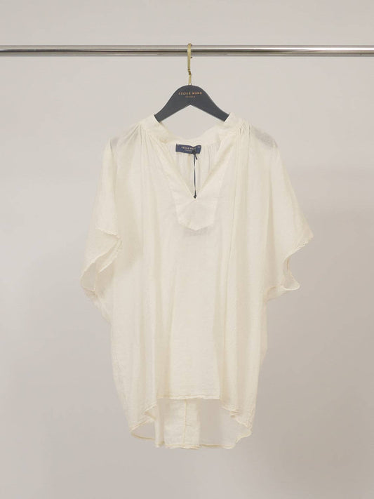 Geraffte Bluse// in elfenbeifarben, Oversize