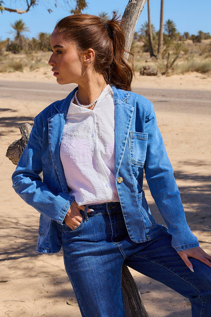 Blazer aus super softem, stretchigen Jeans, modern & tailliert
