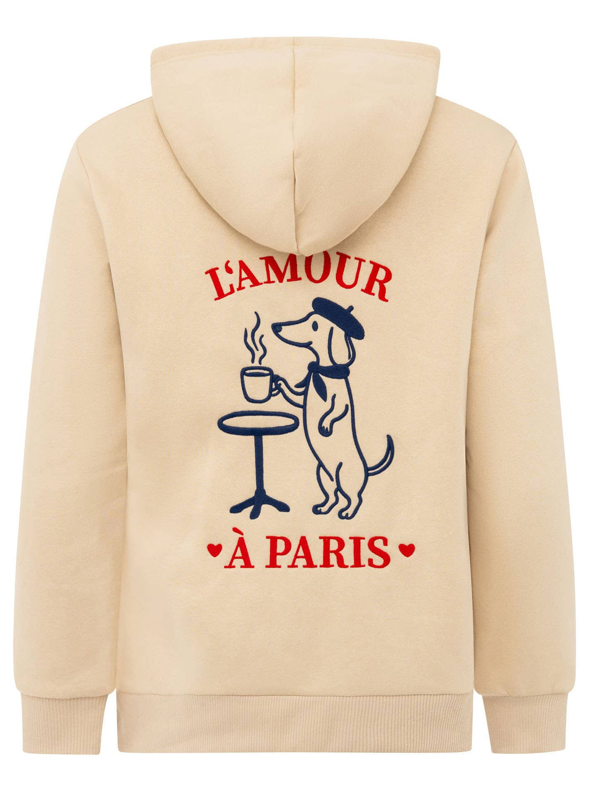 Zwillingsherz-Hoodie  „Paris Dackel", in Beige