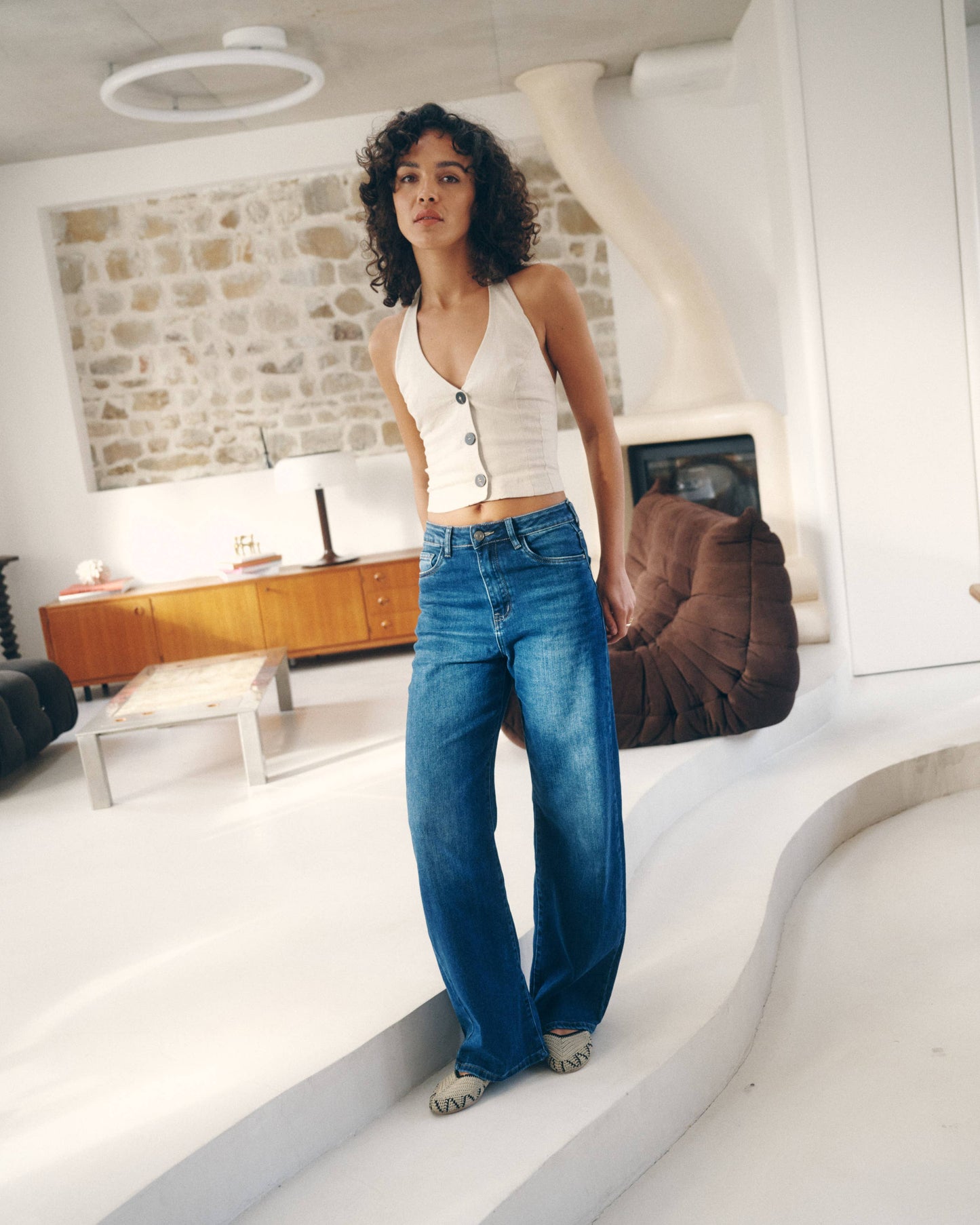 Barrel Jeans „Lowen“ – High Waist, Faltenfrei, Dunkelblau