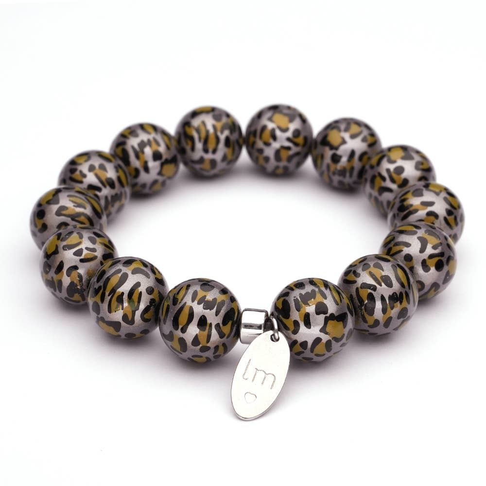 LizzyMae Armband Galaxy Pearl - dunkelgrau-LEOPARD 14mm