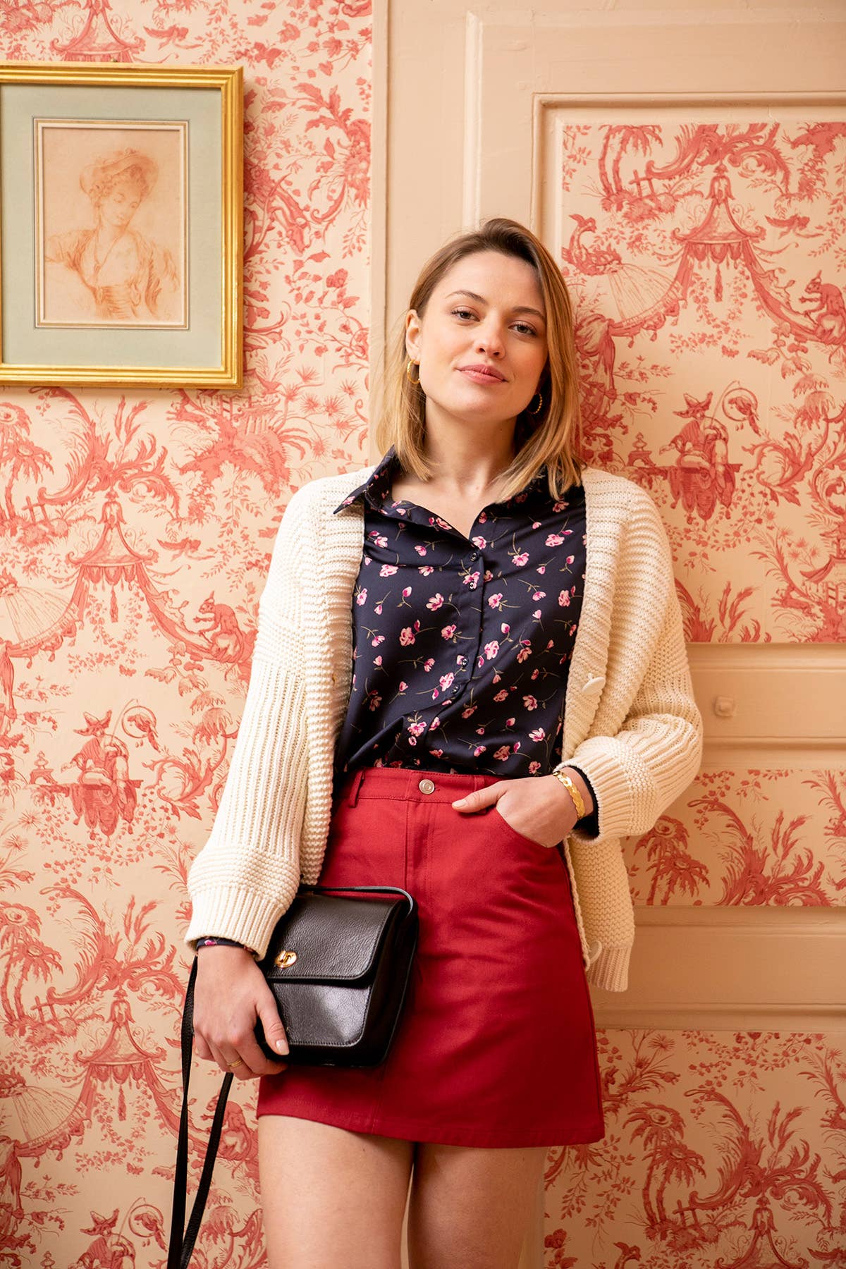 Tasche HELOISE in Kamel/ Cognac, aus echtem Leder