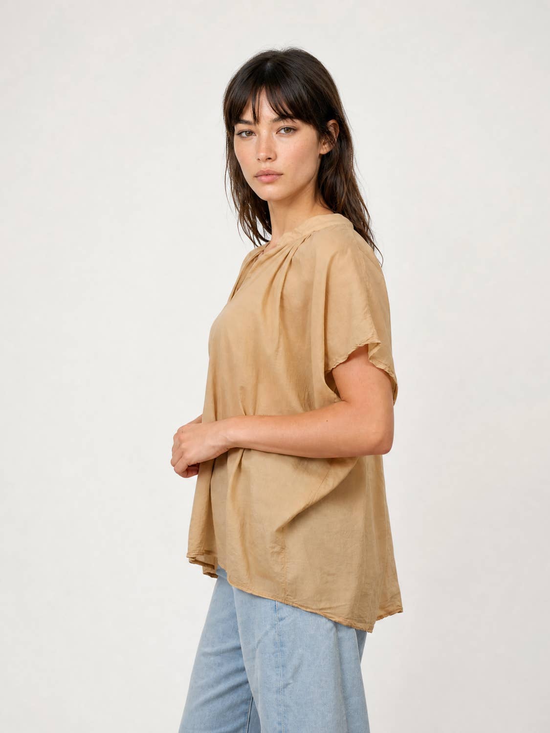 Geraffte Bluse// in elfenbeifarben, Oversize