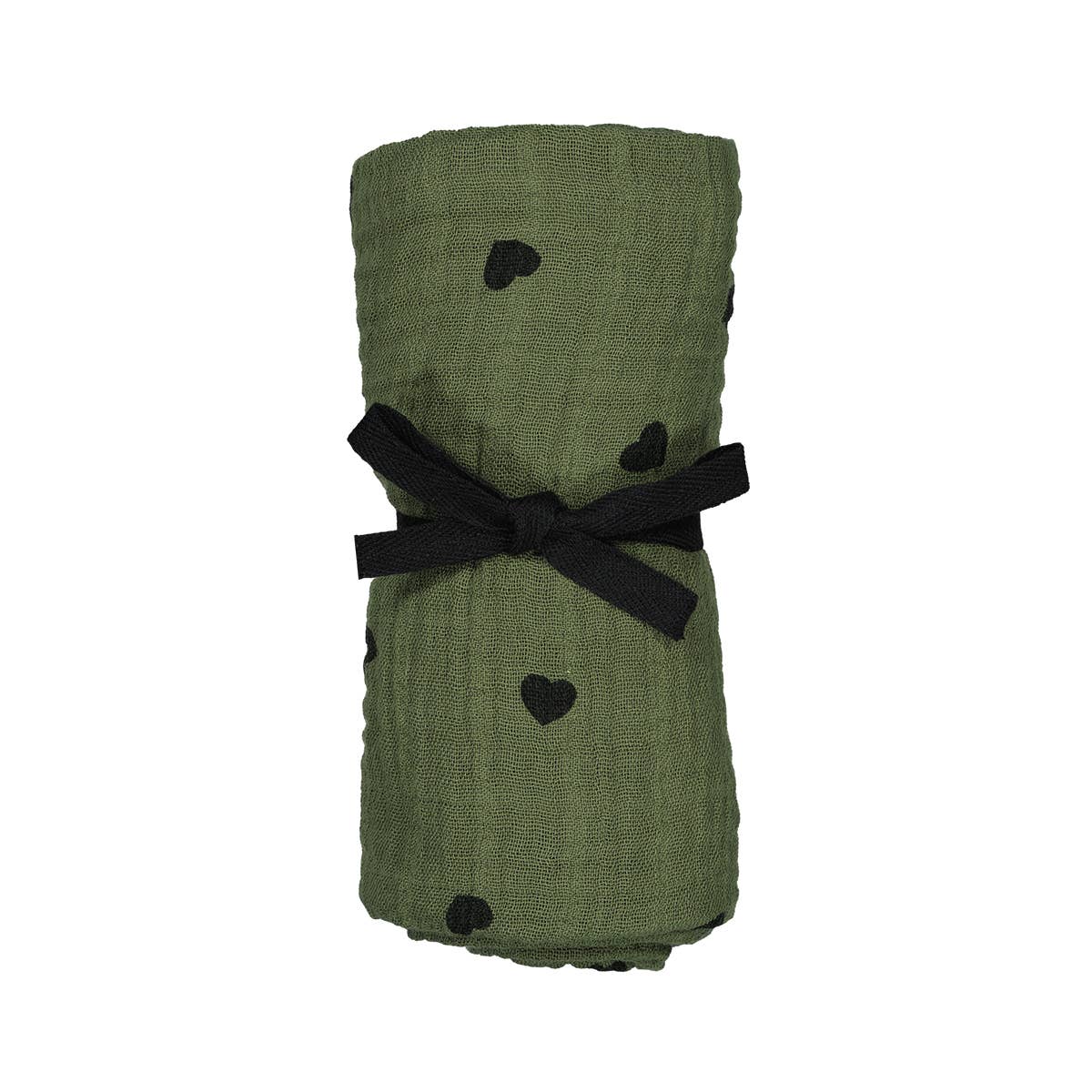 Rose in April: Halstuch in Khaki mit Herzen: L 110x110