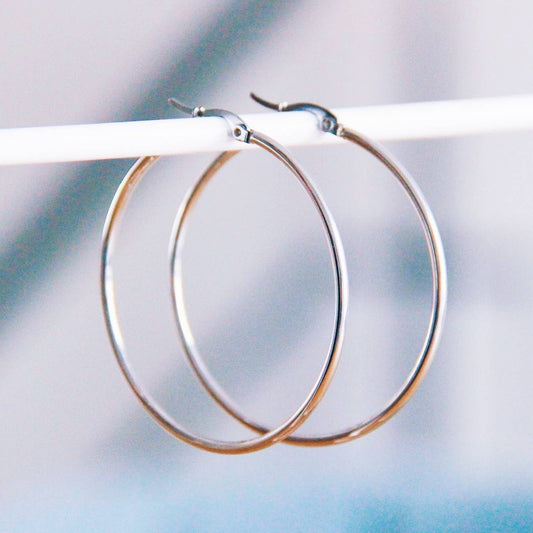 Edelstahlohrring Creole 50mm 'Basic' - Silber