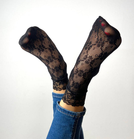 Audrey - Spitzen- und Netzsocken, 3er-Pack