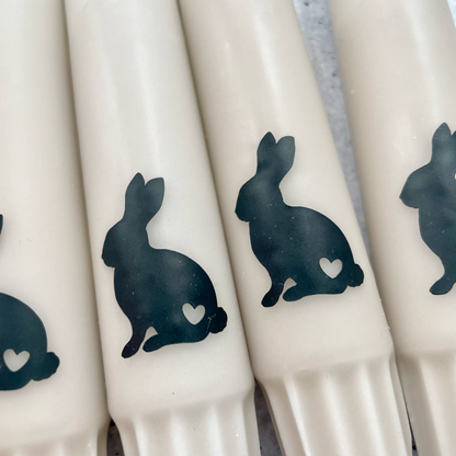 Wolkenreich-Dip Dye Kerzen Ostern | Osterhase beige-schwarz | 4er Set 