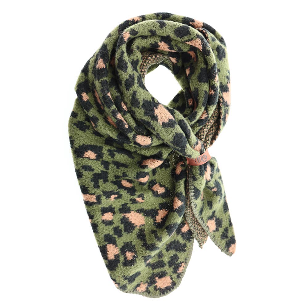 Lot83-Schal Nina Leopard Khaki, kuschelig