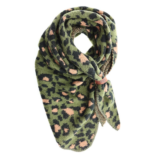 Lot83-Schal Nina Leopard Khaki, kuschelig