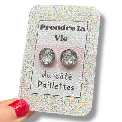 Silber Glitzer Ohrstecker „Leave a little Sparkle“ | Dans l’air du temps bijoux