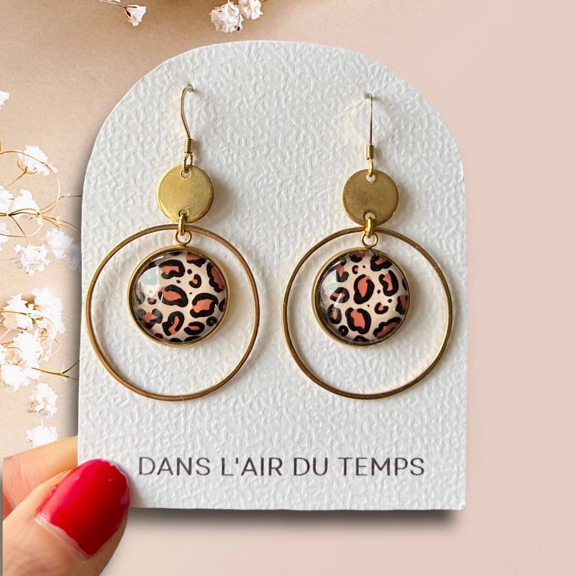 Creolen-Ohrringe mit Leopardenmuster in Gold- oder Silberoptik: Gold