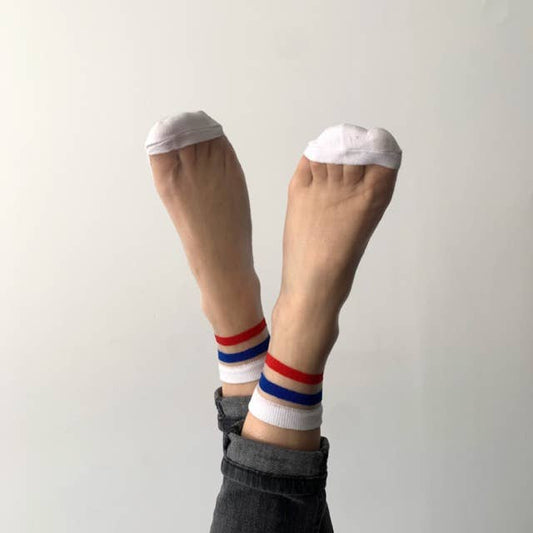Mimi Damensocken, blau, weiß, rot