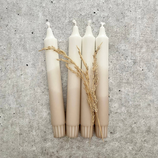 Wolkenreich-Dip Dye Kerzen | Boho beige | 4er Set