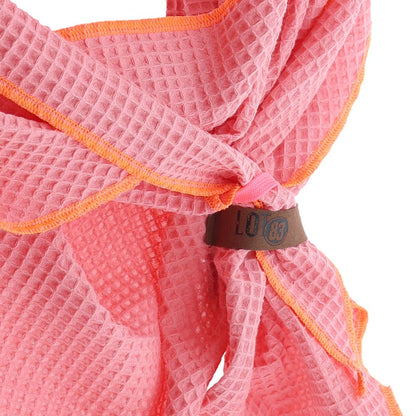 Lot83, Dreieckschal in rosa, mit Waffelstruktur und farbiger Kante