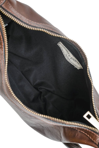 Cherry Paris Halfmoon Bag in dunkelbraun, echtes Rindsleder