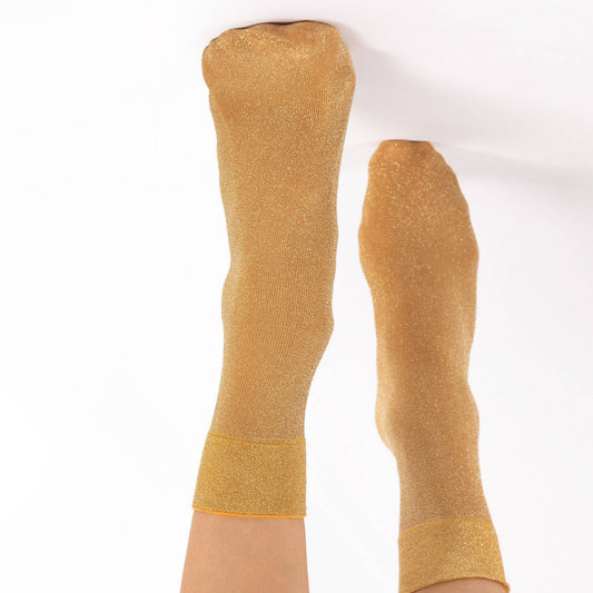 Sockette- Socken Himmlisch in Senfgelb mit Glitzer