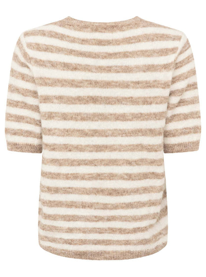 Kurzarm Pullover aus Wollmix, in beige mit Herz von Zwillingsherz