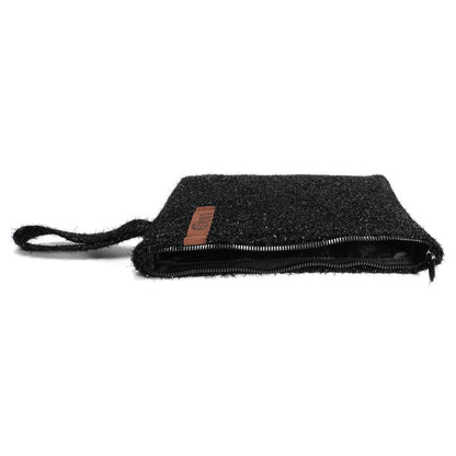 Lot83-Täschchen, Kosmetiktasche Black Wood Look,schwarz mit Glitzer